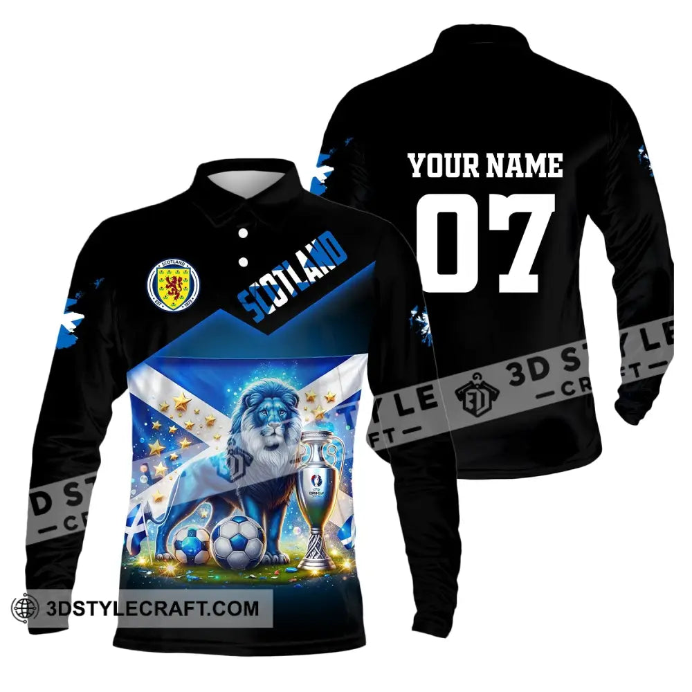 Unisex Shirt Custom Name And Number Scotland Football Euro 2024 Polo Long Sleeve / S T-Shirt