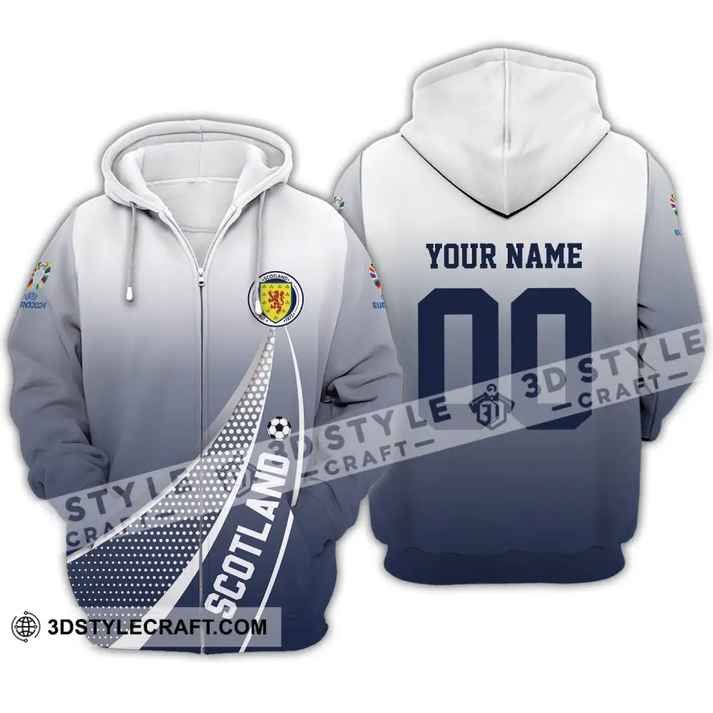 Unisex Shirt - Custom Name And Number Scotland National Team Euro 2024 Zipper Hoodie / S T-Shirt