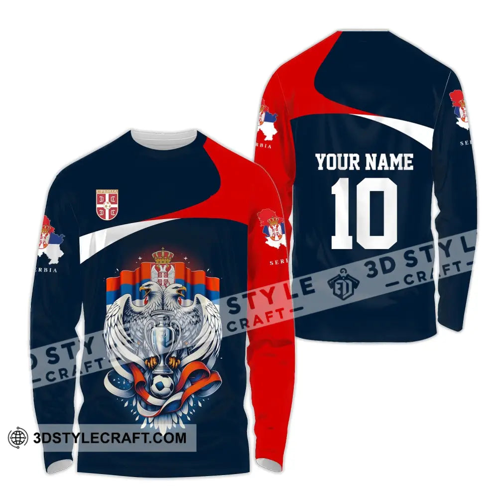 Unisex Shirt - Custom Name And Number Serbia Euro 2024 National Team Long Sleeve / S T-Shirt