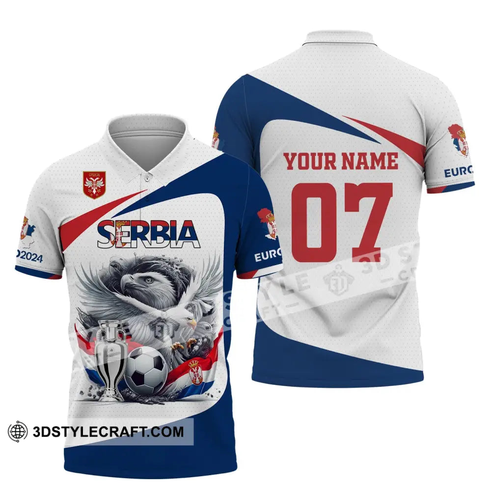 Unisex Shirt Custom Name And Number Serbia Football Polo Euro 2024 Hoodie Long Sleeve / S T-Shirt