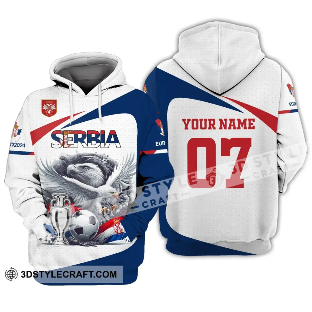 Unisex Shirt Custom Name And Number Serbia Football Polo Euro 2024 Hoodie Long Sleeve / S T-Shirt