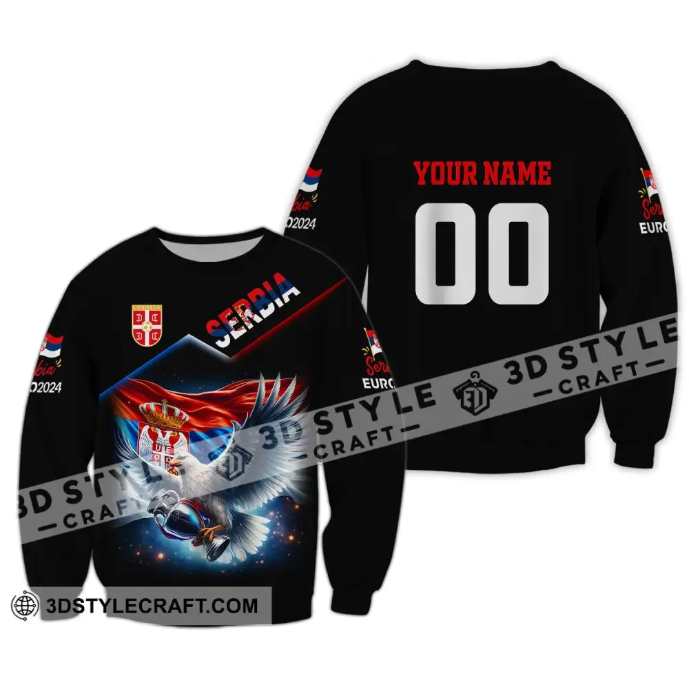 Unisex Shirt Custom Name And Number Serbia Football Polo Long Sleeve / S T-Shirt