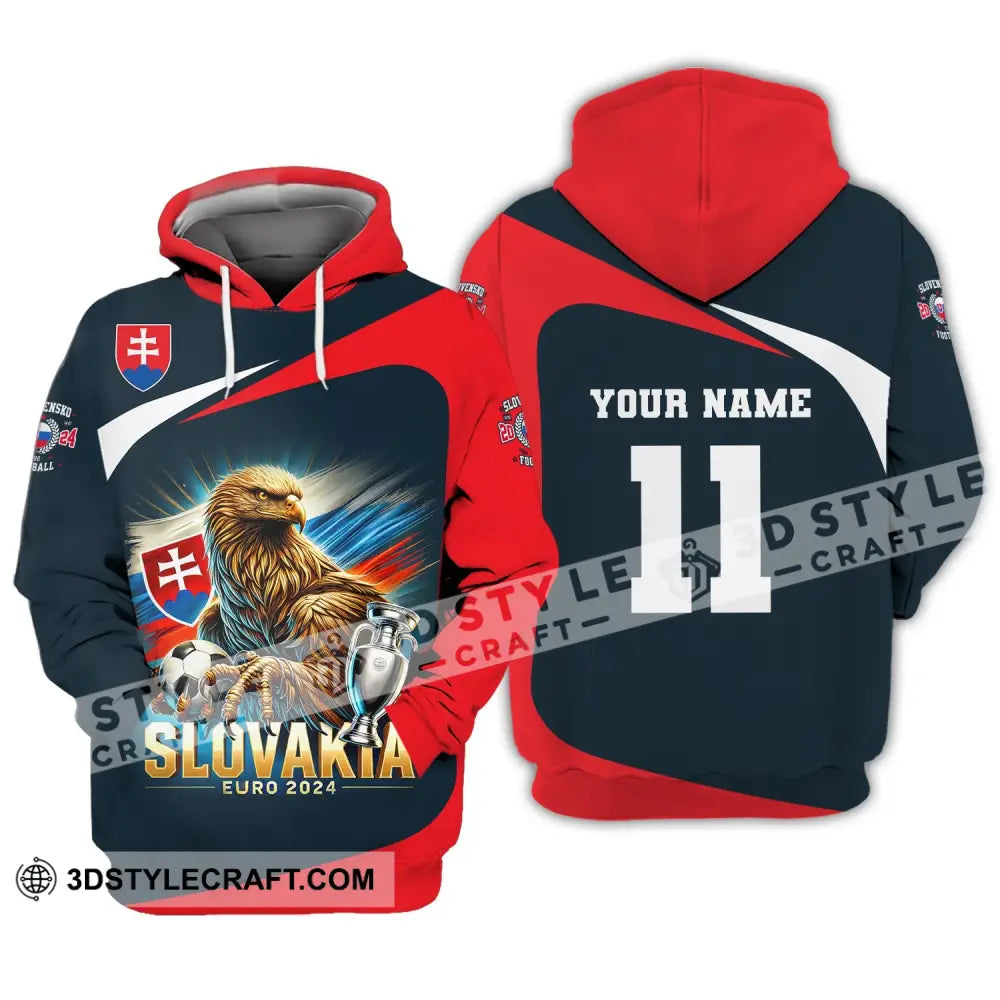 Unisex Shirt Custom Name And Number Slovakia Euro 2024 Football Uefa Polo Long Sleeve Hoodie / S