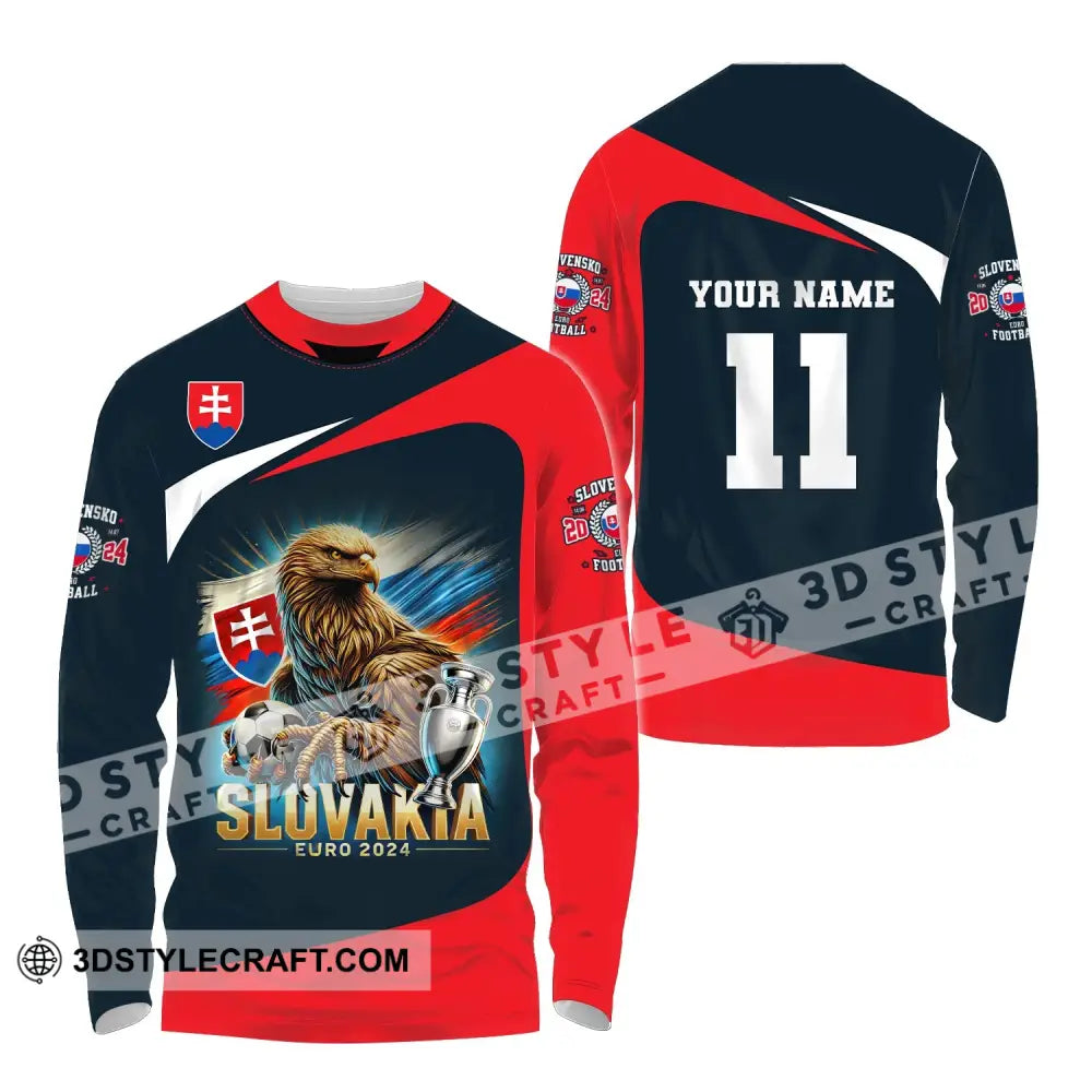 Unisex Shirt Custom Name And Number Slovakia Euro 2024 Football Uefa Polo Long Sleeve / S T-Shirt