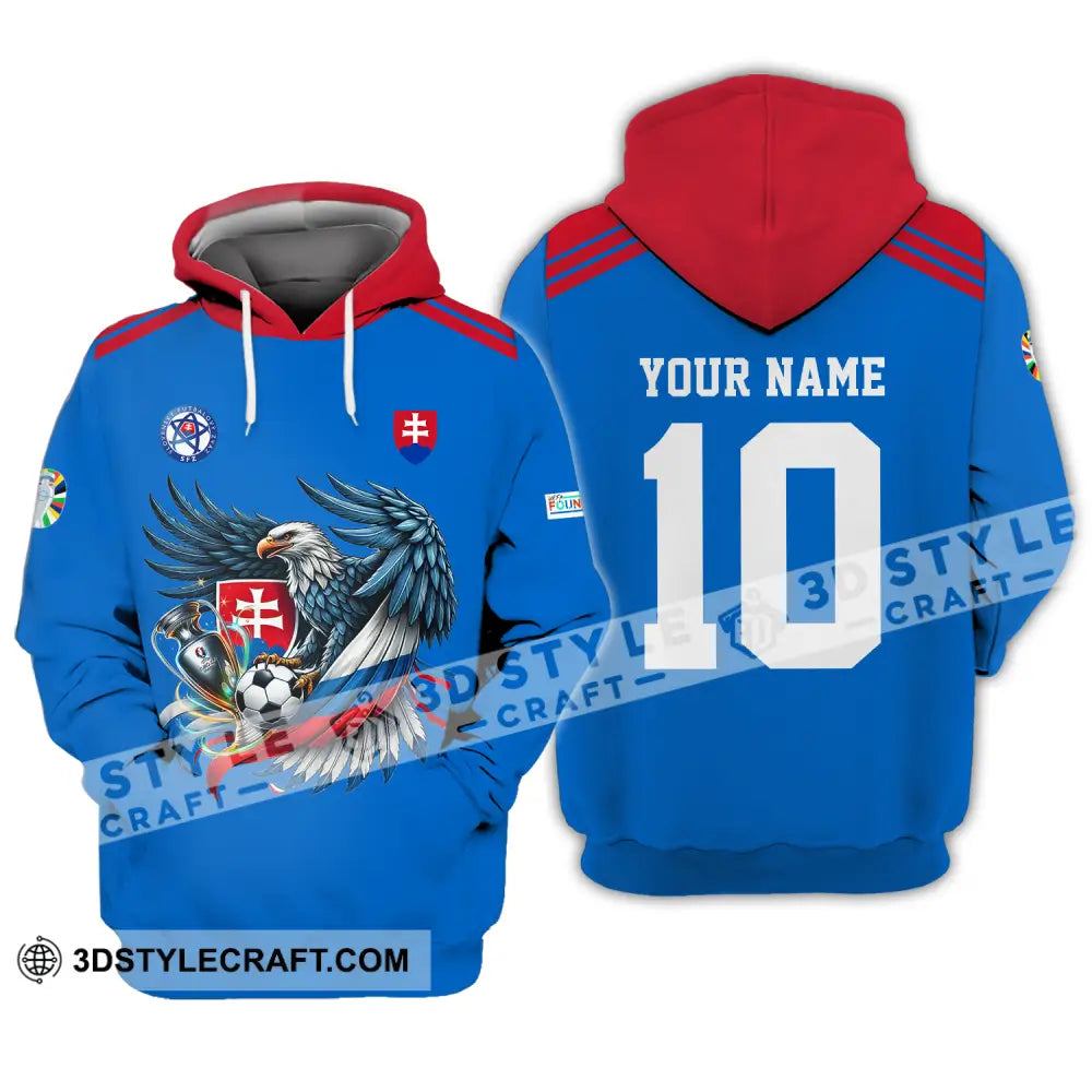 Unisex Shirt - Custom Name And Number Slovakia National Team Blue Euro 2024 Hoodie / S T-Shirt