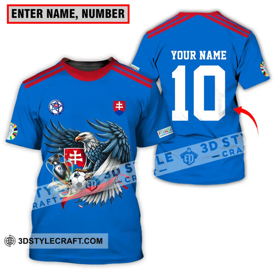 Unisex Shirt - Custom Name And Number Shirt, Slovakia National Team Blue Euro 2024 style option 1
