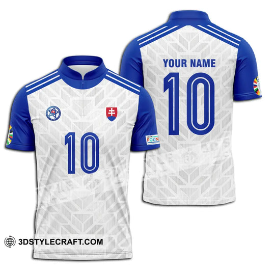 Unisex Shirt - Custom Name And Number Shirt, Slovakia National Team White And Blue Euro 2024 style option 3