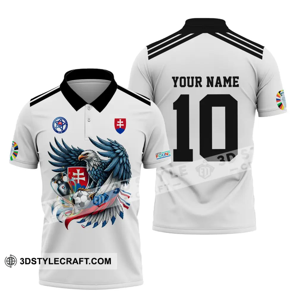 Unisex Shirt - Custom Name And Number Slovakia National Team White Euro 2024 Polo / S T-Shirt