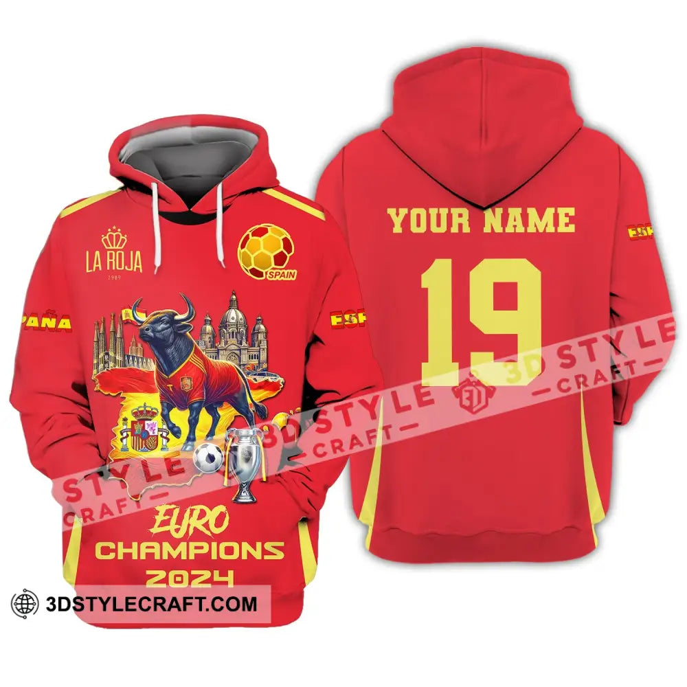 Unisex Shirt Custom Name And Number Spain Football Euro 2024 La Roja 1989 Polo Long Sleeve Hoodie /