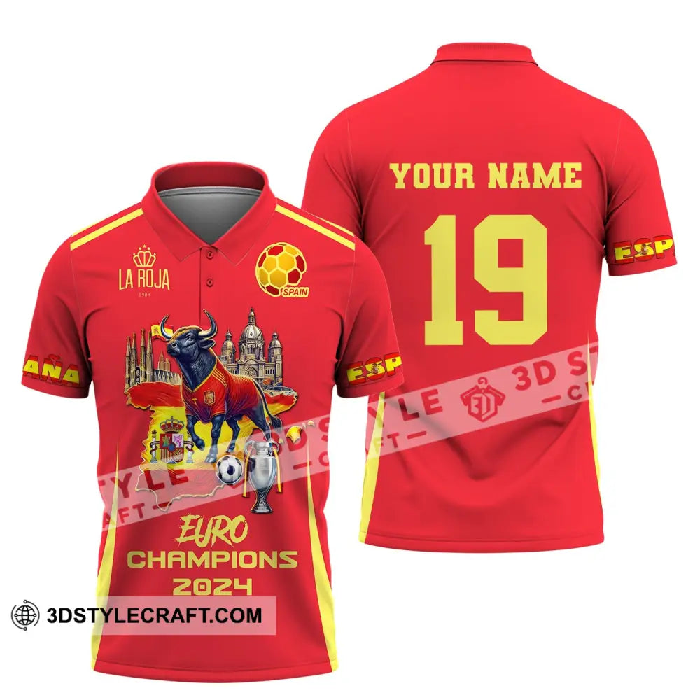 Unisex Shirt Custom Name And Number Spain Football Euro 2024 La Roja 1989 Polo Long Sleeve / S