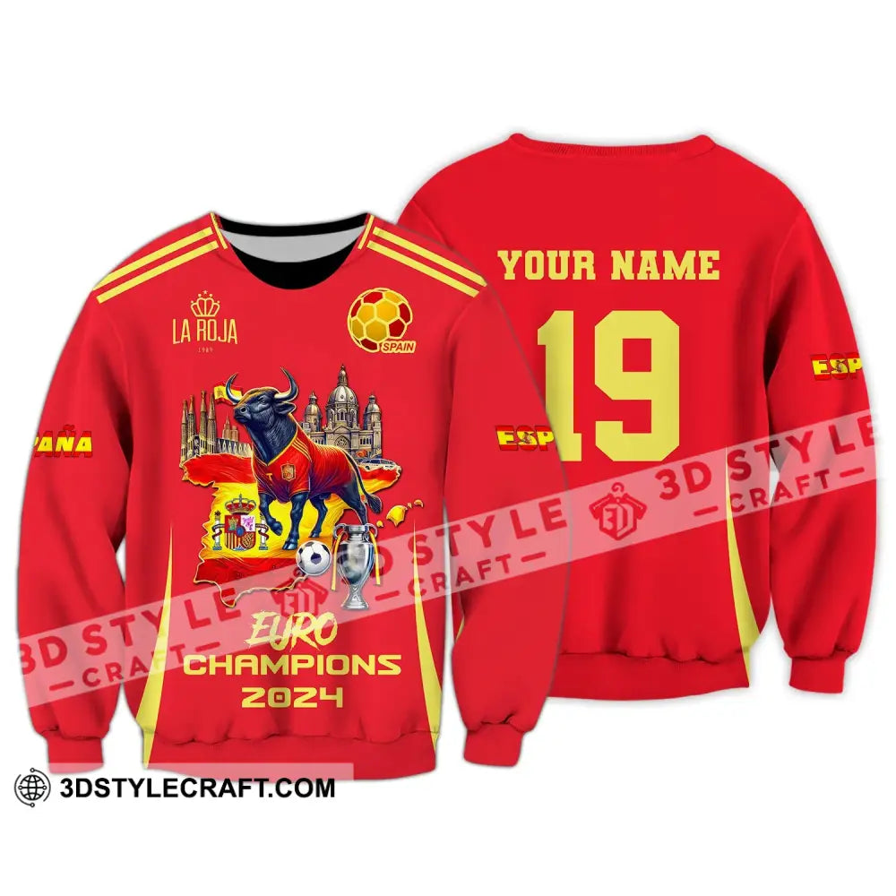 Unisex Shirt Custom Name And Number Spain Football Euro 2024 La Roja 1989 Polo Long Sleeve / S