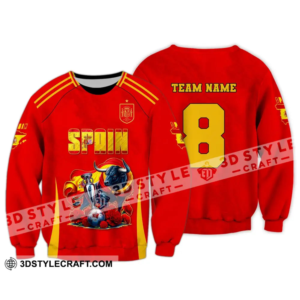 Unisex Shirt Custom Name And Number Spain Football Euro 2024 Polo Long Sleeve / S T-Shirt