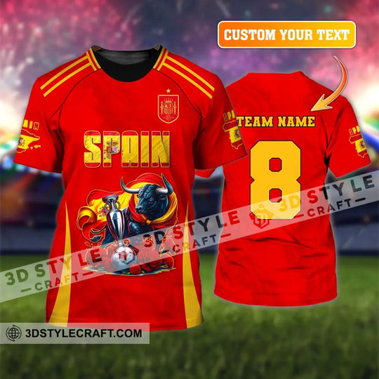 Unisex Shirt, Custom Name and Number Spain Football Shirt, Euro 2024 Shirt, Spain Football Polo Long Sleeve style option 1