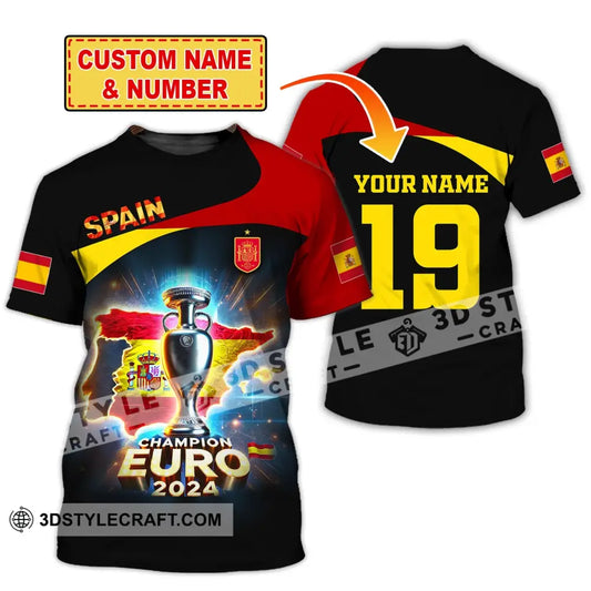 Unisex Shirt Custom Name And Number Spain Football Euro 2024 Polo Long Sleeve T-Shirt