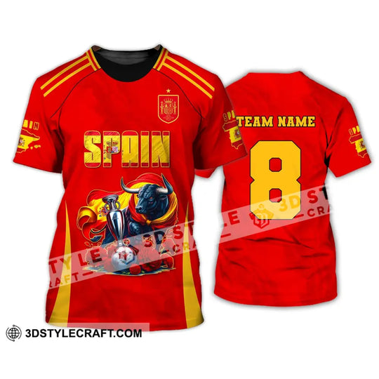 Unisex Shirt, Custom Name and Number Spain Football Shirt, Euro 2024 Shirt, Spain Football Polo Long Sleeve style option 3