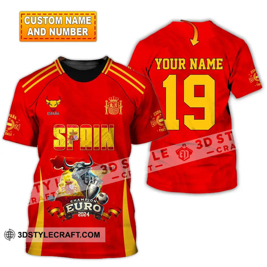 Unisex Shirt Custom Name And Number Spain Football Polo Euro 2024 Hoodie Long Sleeve T-Shirt