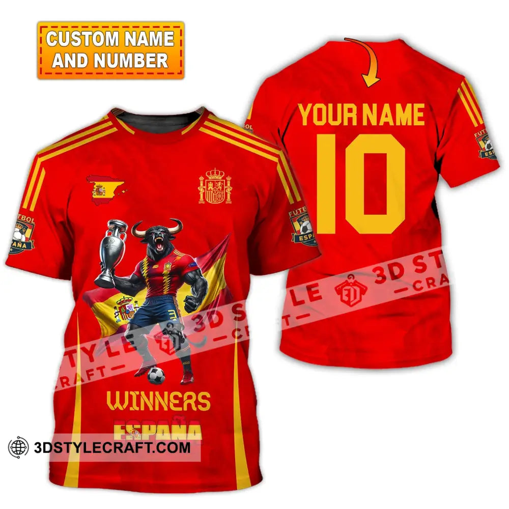 Unisex Shirt Custom Name And Number Spain Football Polo Euro 2024 Hoodie Long Sleeve T-Shirt