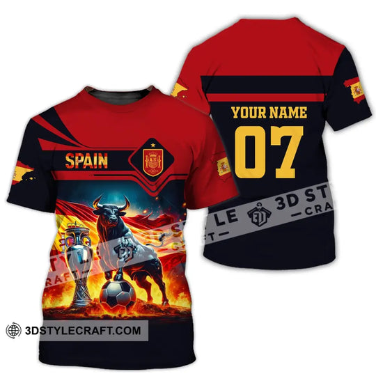 Unisex Shirt, Custom Name and Number Spain Football Polo Shirt, Euro 2024 Spain Football Hoodie Long Sleeve style option 3
