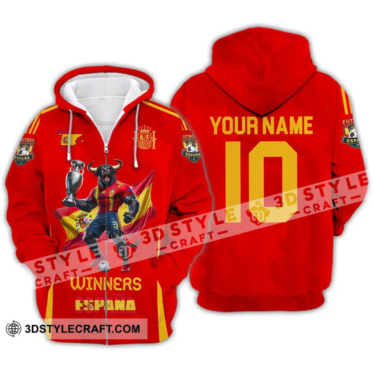 Unisex Shirt, Custom Name and Number Spain Football Polo Shirt, Euro 2024 Spain Football Hoodie Long Sleeve Shirt style option 3