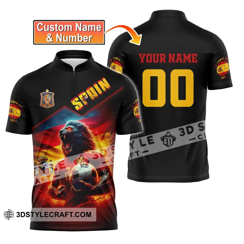 Unisex Shirt Custom Name And Number Spain Football Uefa Polo Long Sleeve T-Shirt