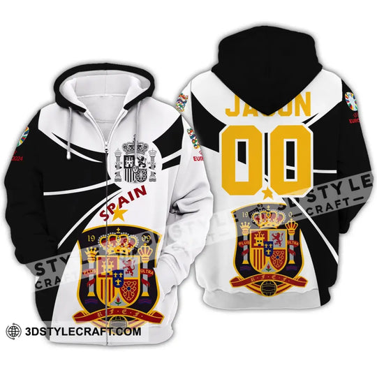 Unisex Shirt - Custom Name And Number Spain National Team Black And White Color Shirt style option 3
