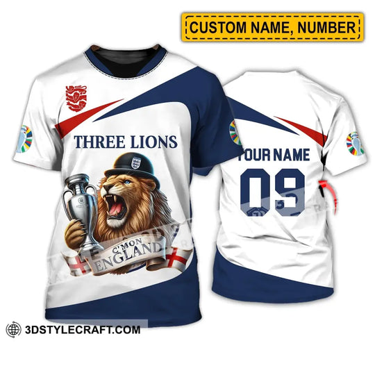 Unisex Shirt - Custom Name And Number Sport Shirt, C'Mon England Three Lions style option 1