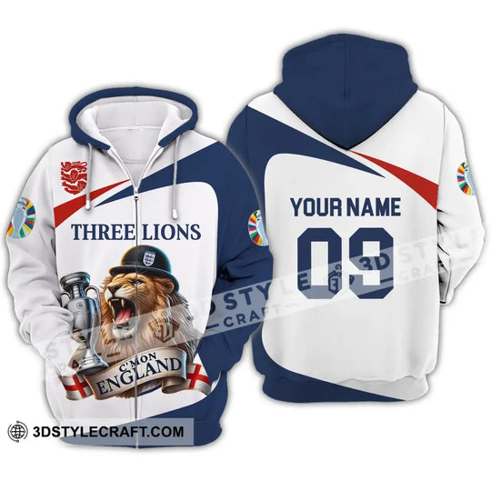 Unisex Shirt - Custom Name And Number Sport Shirt, C'Mon England Three Lions style option 3