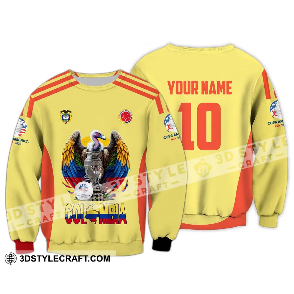 Unisex Shirt - Custom Name And Number Sport Colombia Map Long Sleeve / S T-Shirt