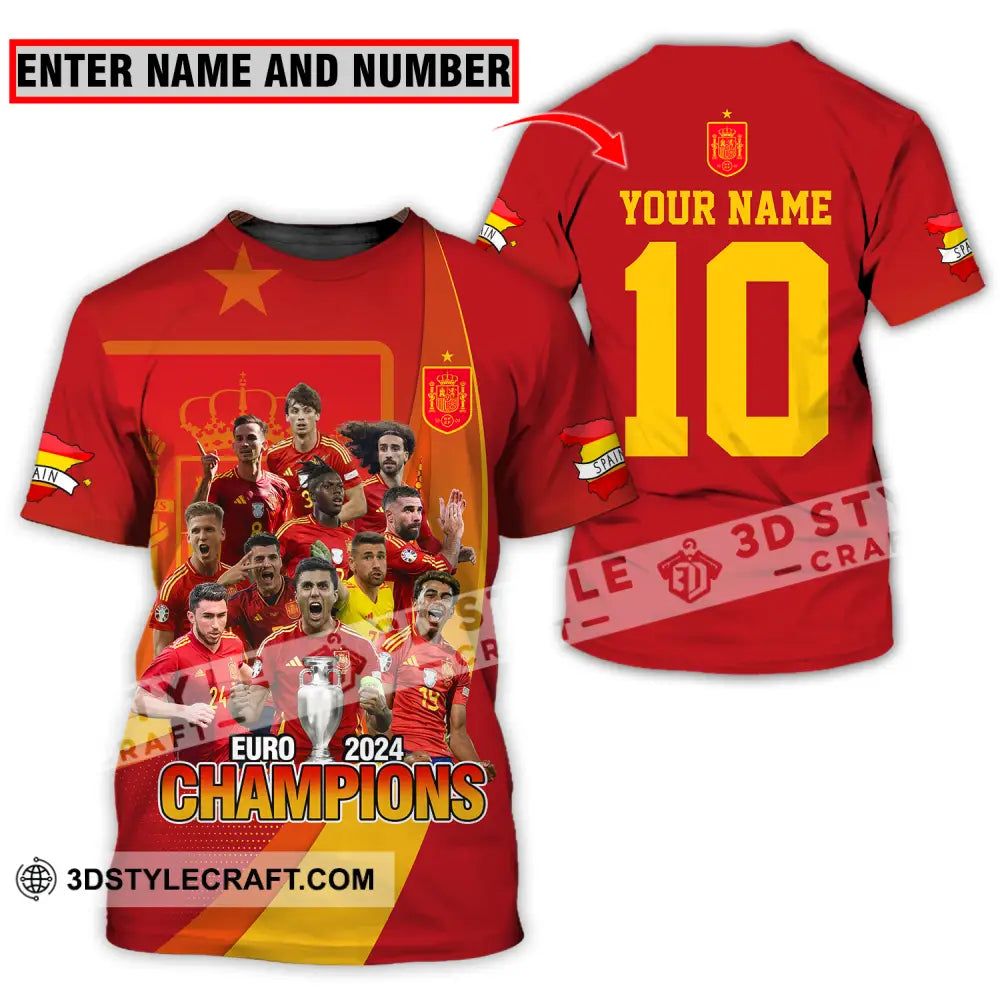 Unisex Shirt - Custom Name And Number Sport Euro 2024 Champion Spain T-Shirt