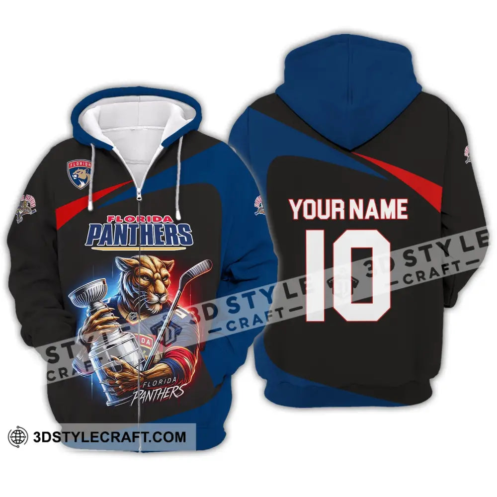 Unisex Shirt - Custom Name And Number Sport Florida Panthers Zipper Hoodie / S T-Shirt