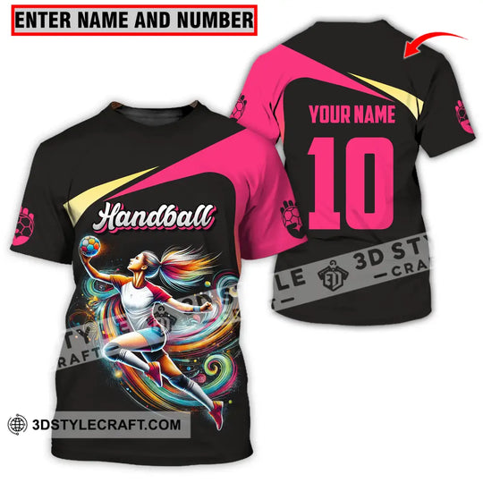Unisex Shirt - Custom Name And Number Sport Shirt, Hot Pink Handball style option 1