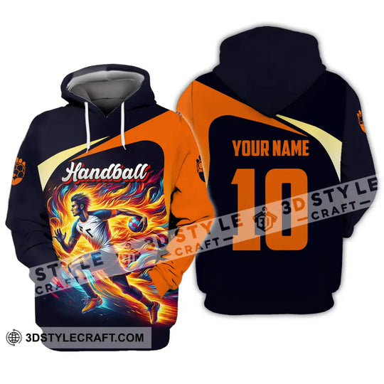 Unisex Shirt - Custom Name And Number Sport Shirt, Orange Handball style option 3