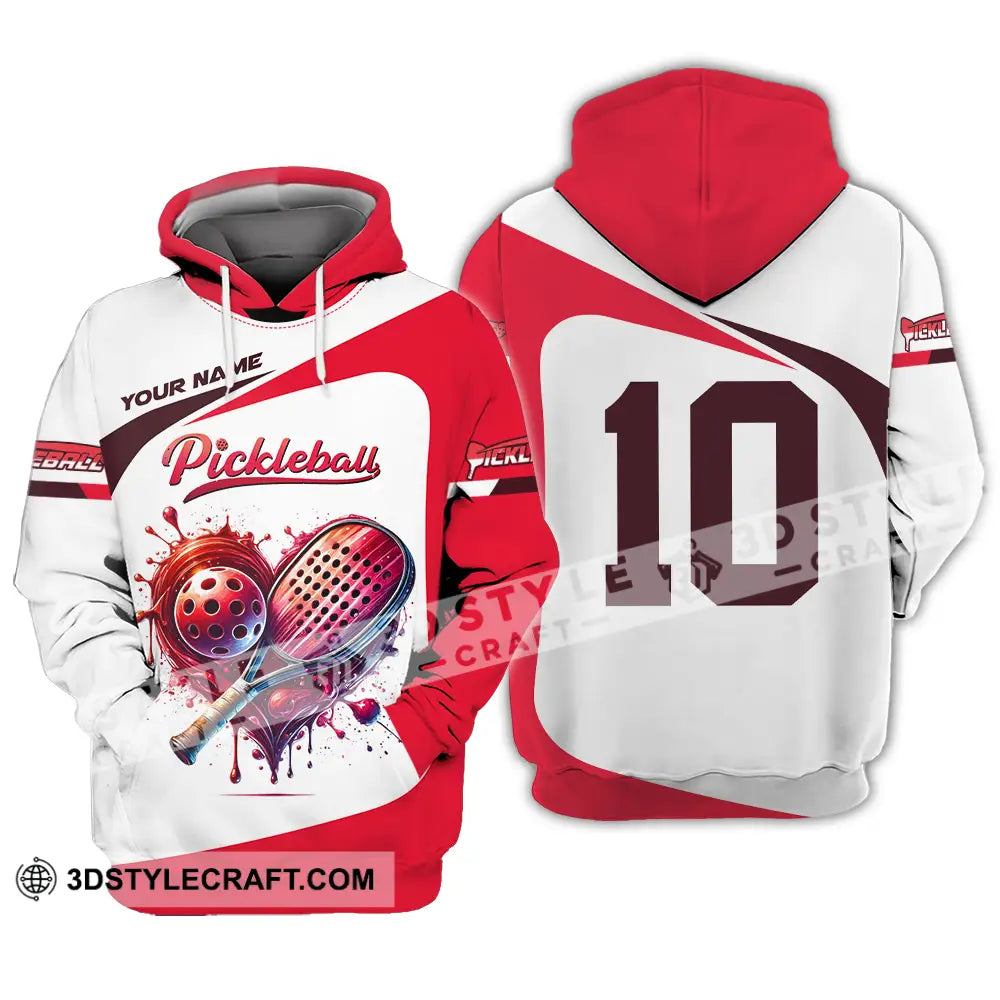 Unisex Shirt - Custom Name And Number Sport Pickleball Red White Hoodie / S T-Shirt