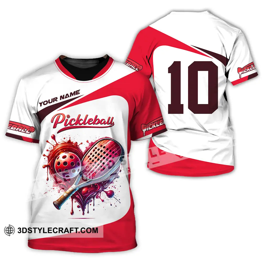 Unisex Shirt - Custom Name And Number Sport Pickleball Red White T-Shirt / S T-Shirt