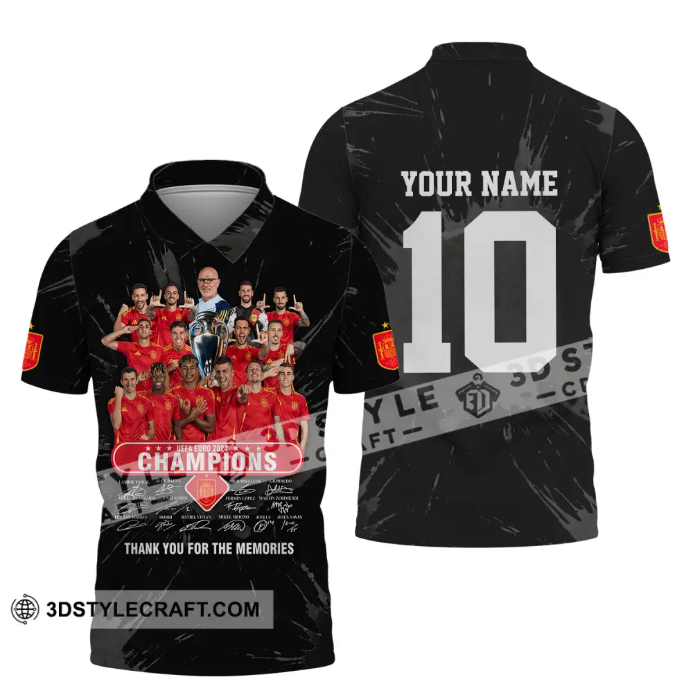 Unisex Shirt - Custom Name And Number Sport Spain Euro 2024 Champion Signature Polo / S T-Shirt