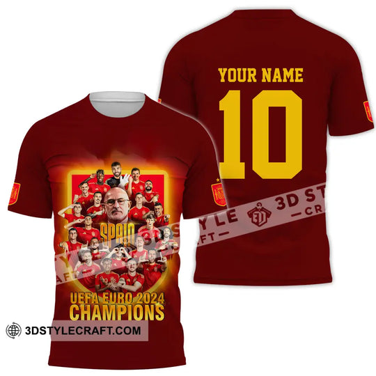 Unisex Shirt - Custom Name And Number Sport Shirt, Spain Euro 2024 Champion style option 2