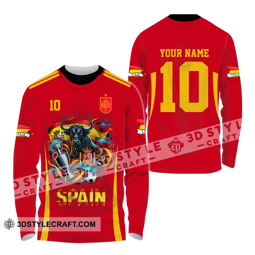 Unisex Shirt - Custom Name And Number Sport Spain Is The Winner Long Sleeve / S T-Shirt