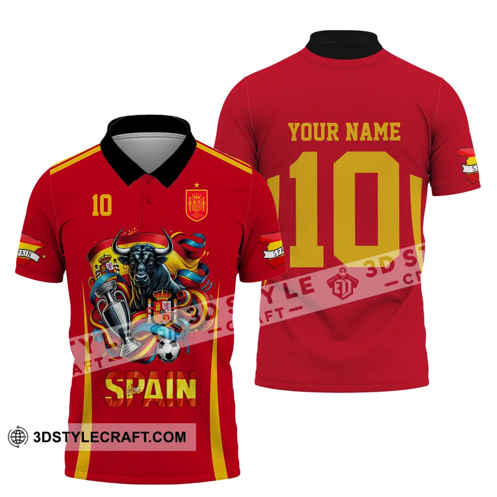 Unisex Shirt - Custom Name And Number Sport Spain Is The Winner Polo / S T-Shirt