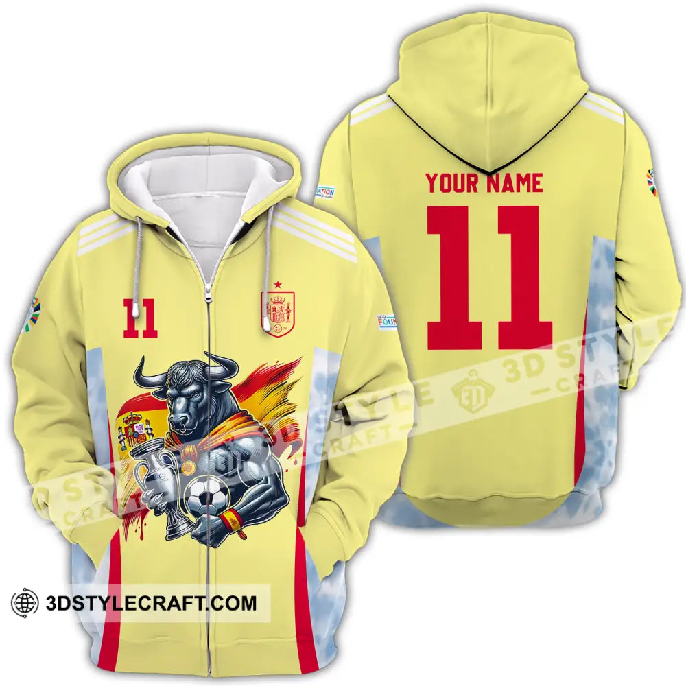 Unisex Shirt - Custom Name And Number Sport Spain National Team Zipper Hoodie / S T-Shirt