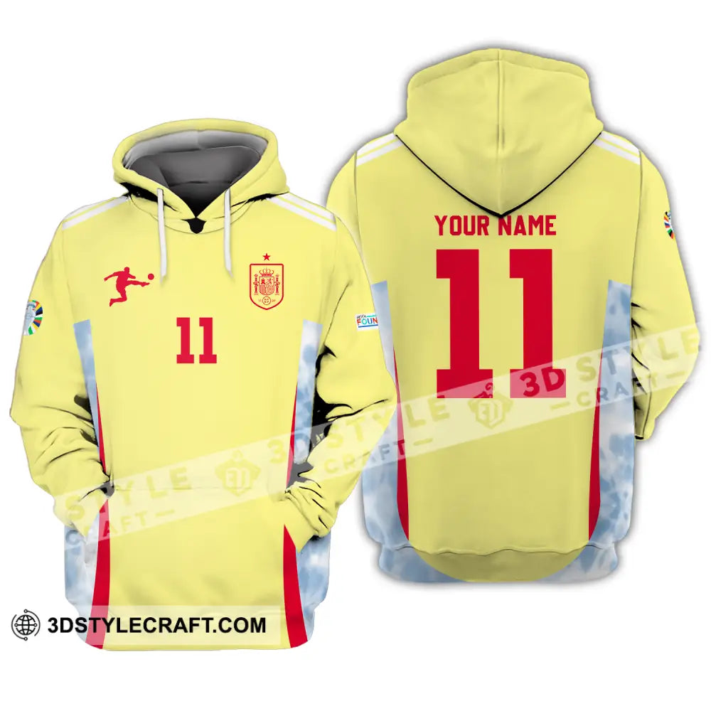 Unisex Shirt - Custom Name And Number Sport Spain Team Hoodie / S T-Shirt