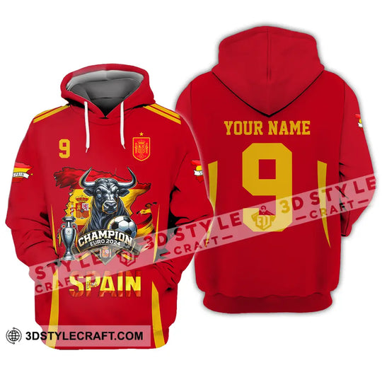Unisex Shirt - Custom Name And Number Sport Shirt, Spain The Champion style option 3