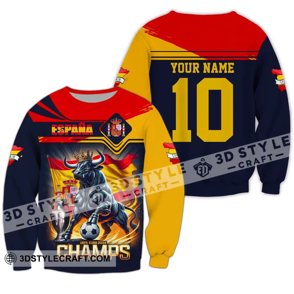 Unisex Shirt - Custom Name And Number Sport The Champion Spain Long Sleeve / S T-Shirt