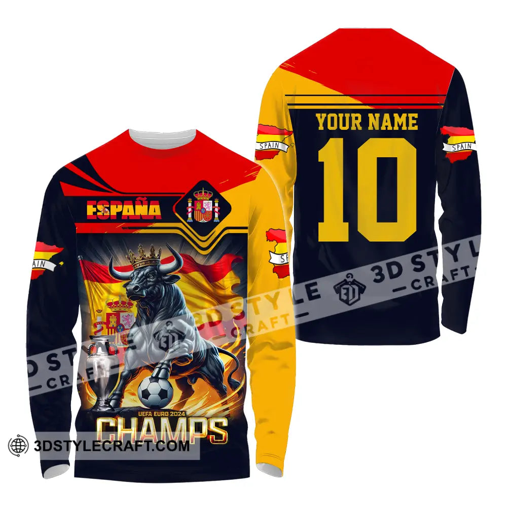 Unisex Shirt - Custom Name And Number Sport The Champion Spain Long Sleeve / S T-Shirt