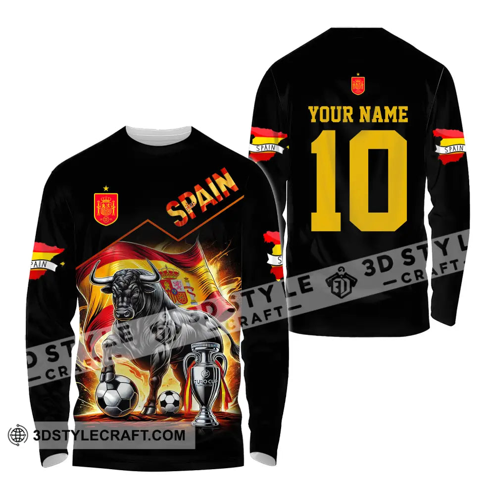 Unisex Shirt - Custom Name And Number Sport Winner Spain Bull Long Sleeve / S T-Shirt