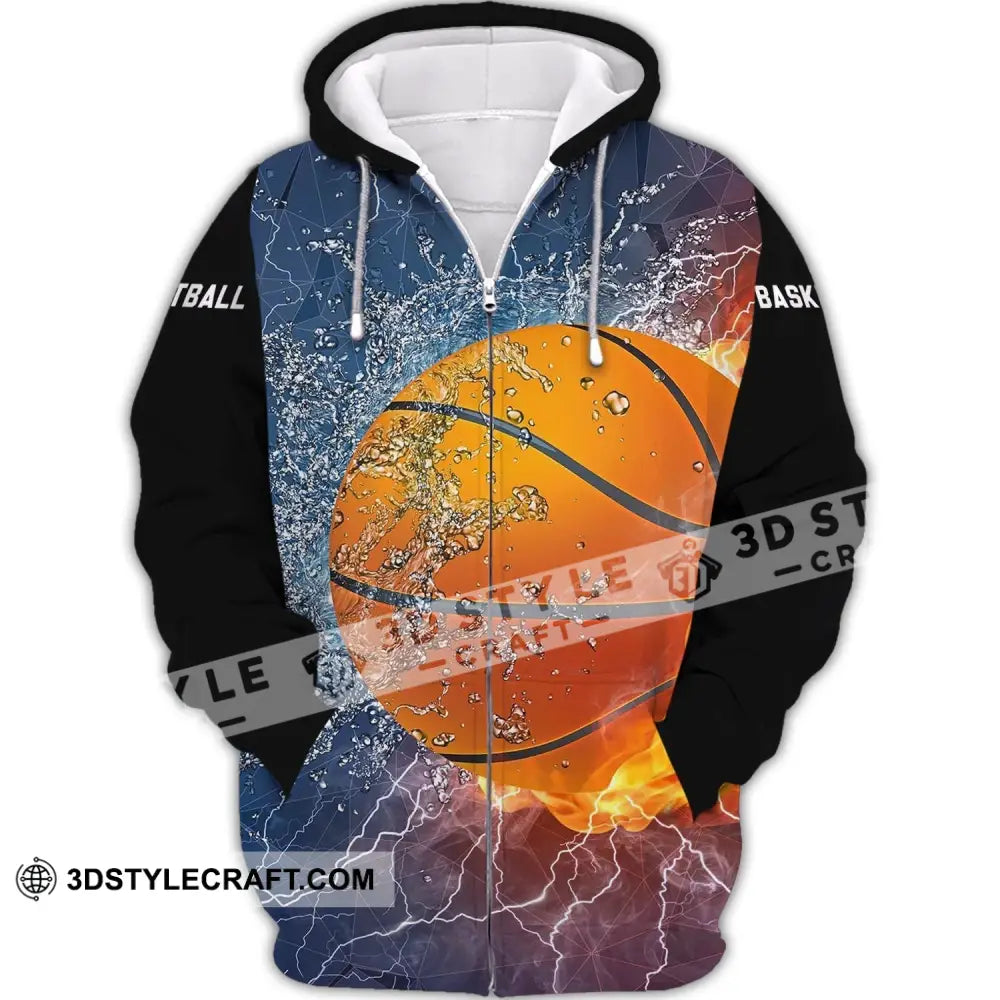 Unisex Shirt - Custom Name And Number T-Shirt Personalized Basketball Sportwear Zipper Hoodie / S