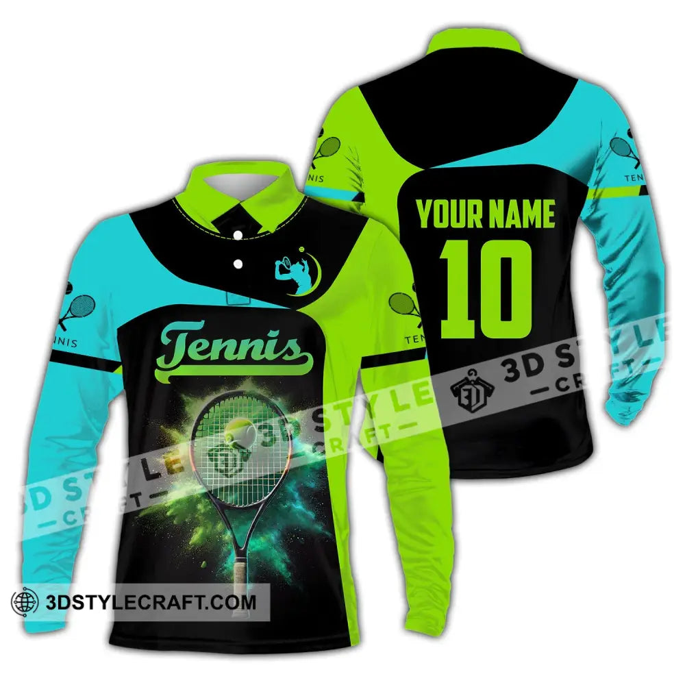 Unisex Shirt Custom Name And Number Tennis Polo Long Sleeve Club Uniform Lover Gift / S T-Shirt