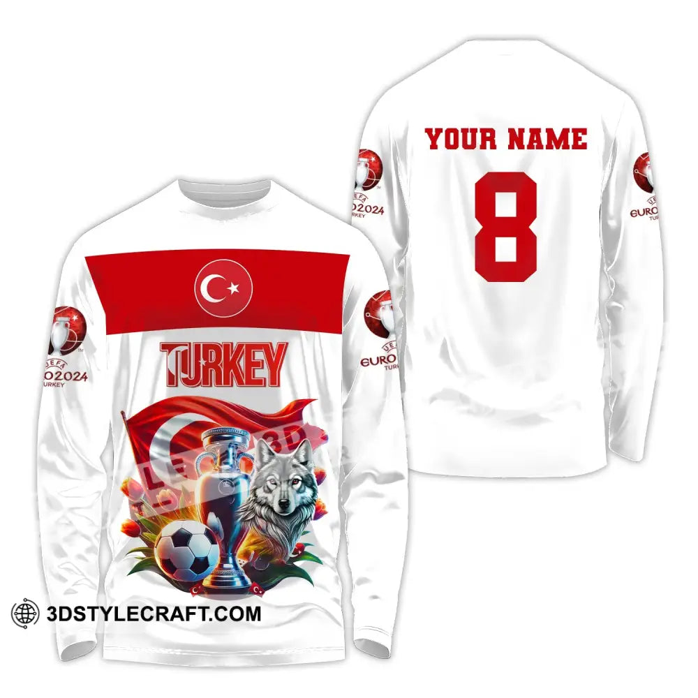 Unisex Shirt Custom Name And Number Turkey Football Polo Euro 2024 Hoodie Long Sleeve / S T-Shirt