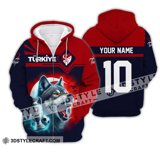Unisex Shirt, Custom Name and Number Turkey Football Polo Shirt, Euro 2024 Turkey Football Hoodie Long Sleeve Shirt style option 3