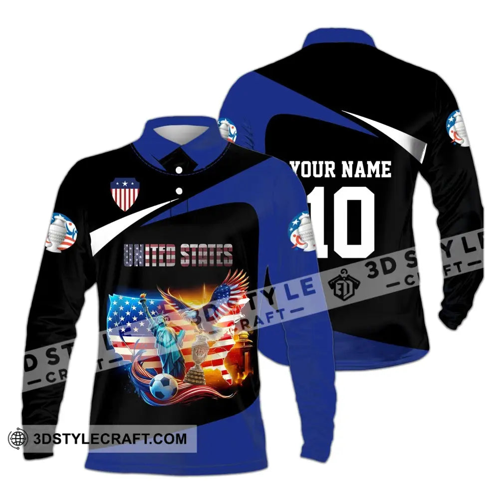 Unisex Shirt - Custom Name And Number United States National Team Long Sleeve Polo / S T-Shirt