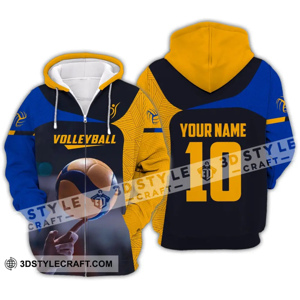 Unisex Shirt Custom Name And Number Volleyball T-Shirt For Club Gift Lovers Zipper Hoodie / S